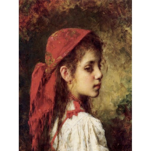 Portrait of a Young Girl in a Red Kerchief