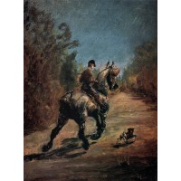 Horse and Rider with a Little Dog