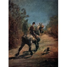 Horse and Rider with a Little Dog