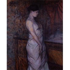 Madame Poupoule in a Chemise Standing by a Bed
