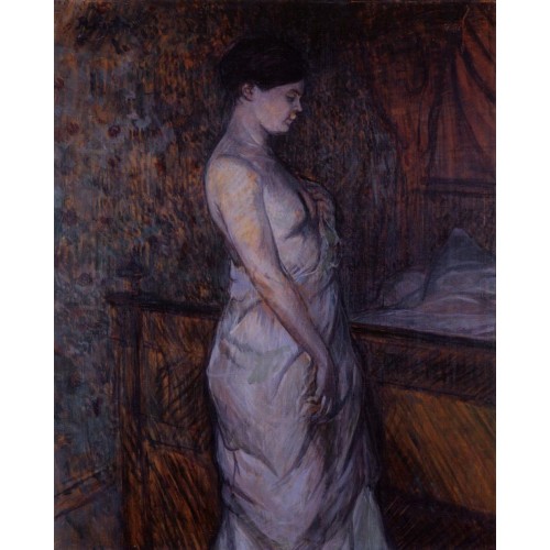 Madame Poupoule in a Chemise Standing by a Bed