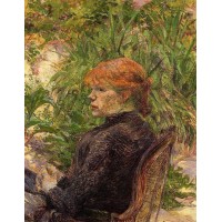 Red Haired Woman Seated in the Garden of M Forest