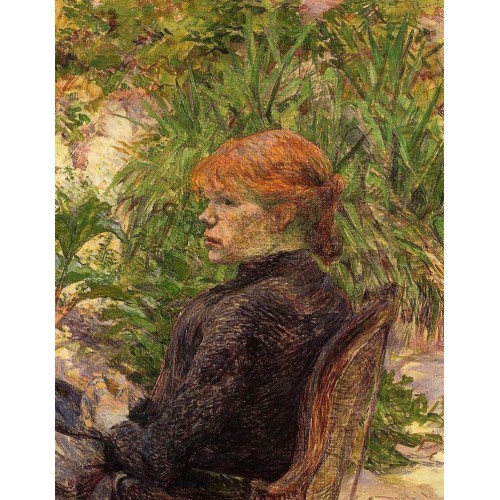 Red Haired Woman Seated in the Garden of M Forest