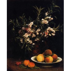 Still Life Balsimines Peaches and Apricots