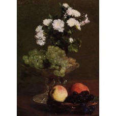 Still Life Chrysanthemums and Grapes