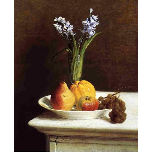 Still Life Hyacinths and Fruit