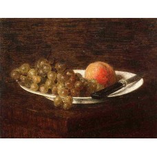 Still Life Peach and Grapes