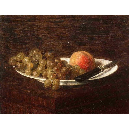 Still Life Peach and Grapes