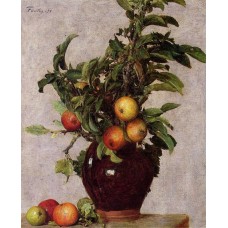 Vase with Apples and Foliage