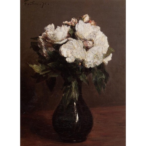White Roses in a Green Vase