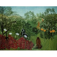 Tropical Forest with Apes and Snake