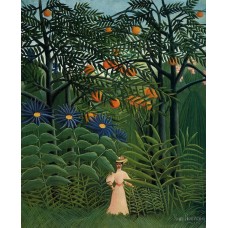 Woman Walking in an Exotic Forest