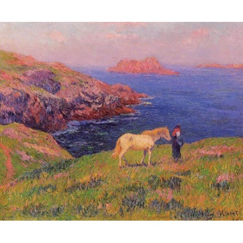 Cliff at Quesant with Horse