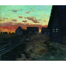 Huts after sunset 1899