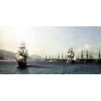 Black sea fleet in the bay of feodosia just before the crimean war 1890