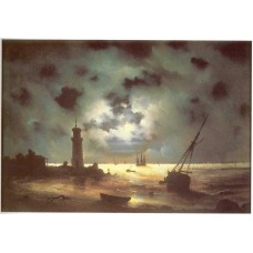 Coast of sea at night 1847