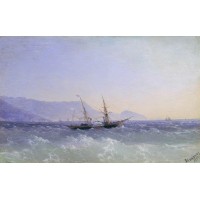 Crimean landscape with a sailboat 1874