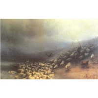 Flock of sheep at gale 1861