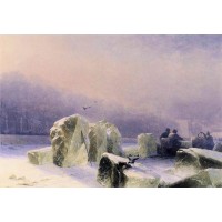 Ice breakers on the frozen neva in st petersburg 1877