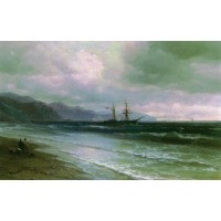 Landscape with a schooner 1880