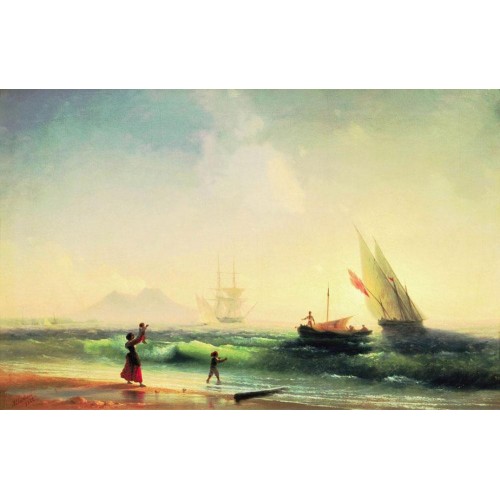 Meeting of a fishermen on coast of the bay of naples 1842