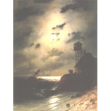Moonlit seascape with shipwreck 1863