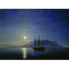 Sailing off the coast of the crimea in the moonlit night 1858