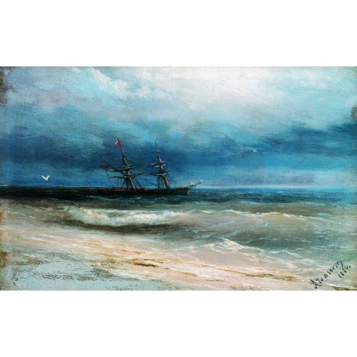Sea with a ship 1884