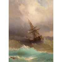 Ship in the stormy sea 1887