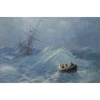 The shipwreck in a stormy sea