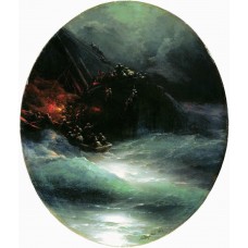 Wreck of a merchant ship in the open sea shipwreck 1883