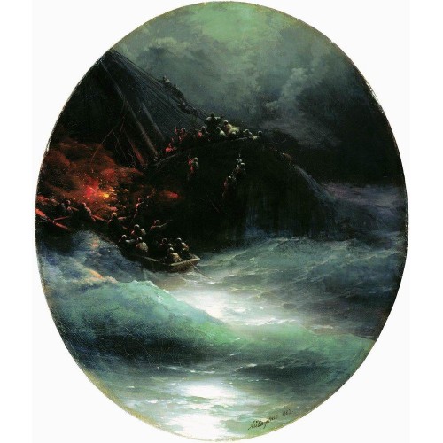 Wreck of a merchant ship in the open sea shipwreck 1883