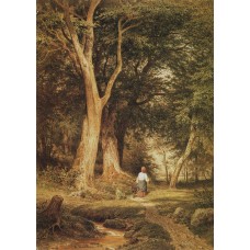 A woman with a boy in the forest 1868