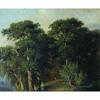 Forest landscape with figures 1880