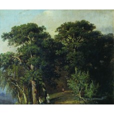 Forest landscape with figures 1880