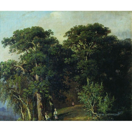 Forest landscape with figures 1880