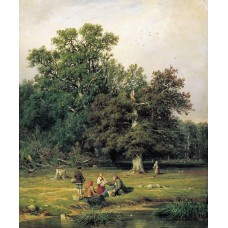 Gathering mushrooms 1870