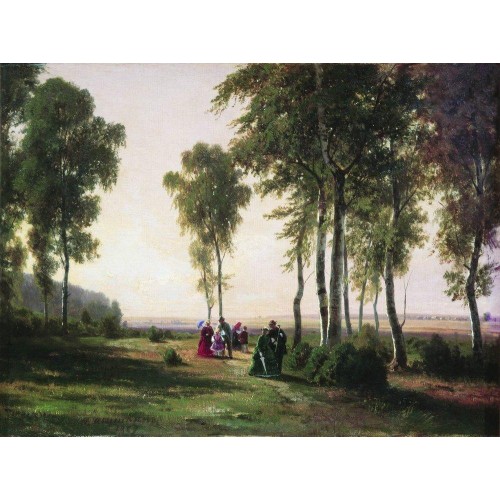 Landscape with walking people 1869