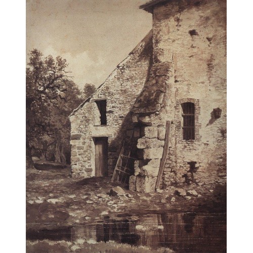 The old house on the shore of the pond