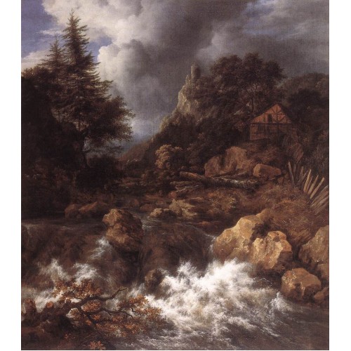 Waterfall in a Mountainous Northern Landscape