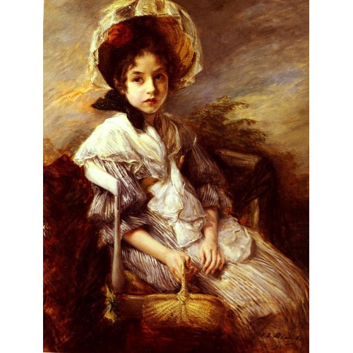 Portrait Of A Girl seated In A Landscape