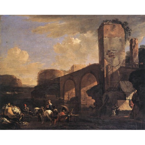 Italianate Landscape with a River and an Arched Bridge