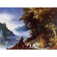 River Landscape with Resting Travellers