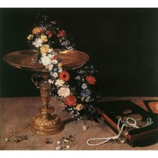 Still Life with Garland of Flowers and Golden Tazza