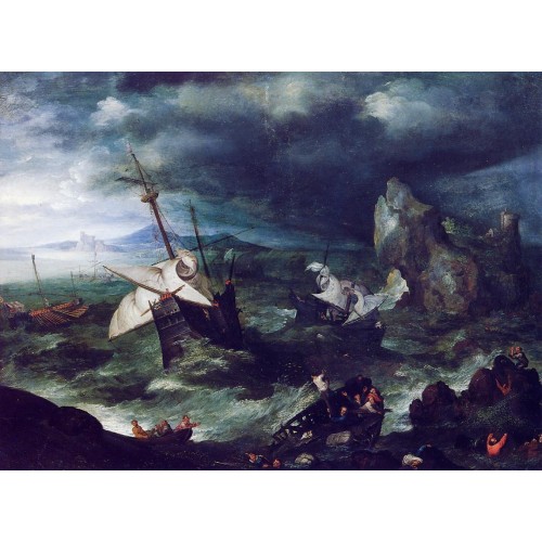 The Storm at Sea with Shipwreck