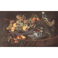 Still life with Fruits and Parrot