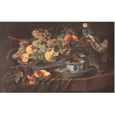Still life with Fruits and Parrot