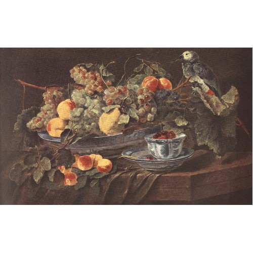Still life with Fruits and Parrot