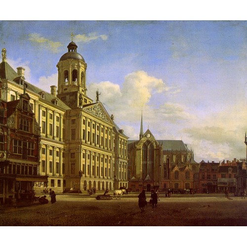 The Dam with the New Town Hall in Amsterdam
