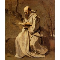 Monk in White Seated Reading